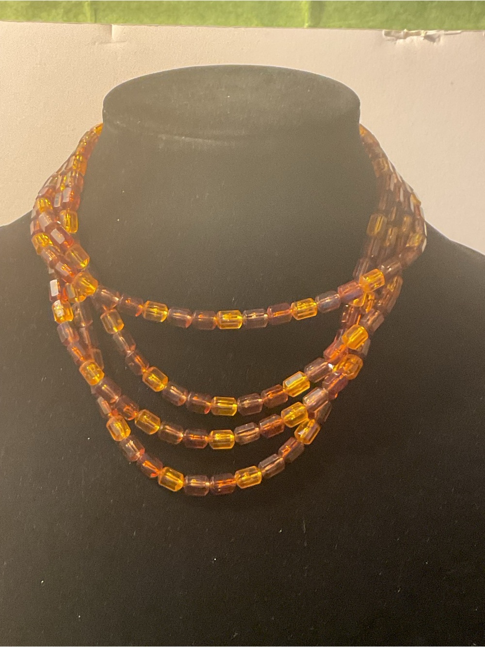 Vintage Western Germany Multi-Strand Amber Lucite Necklace - Women's Jewelry
